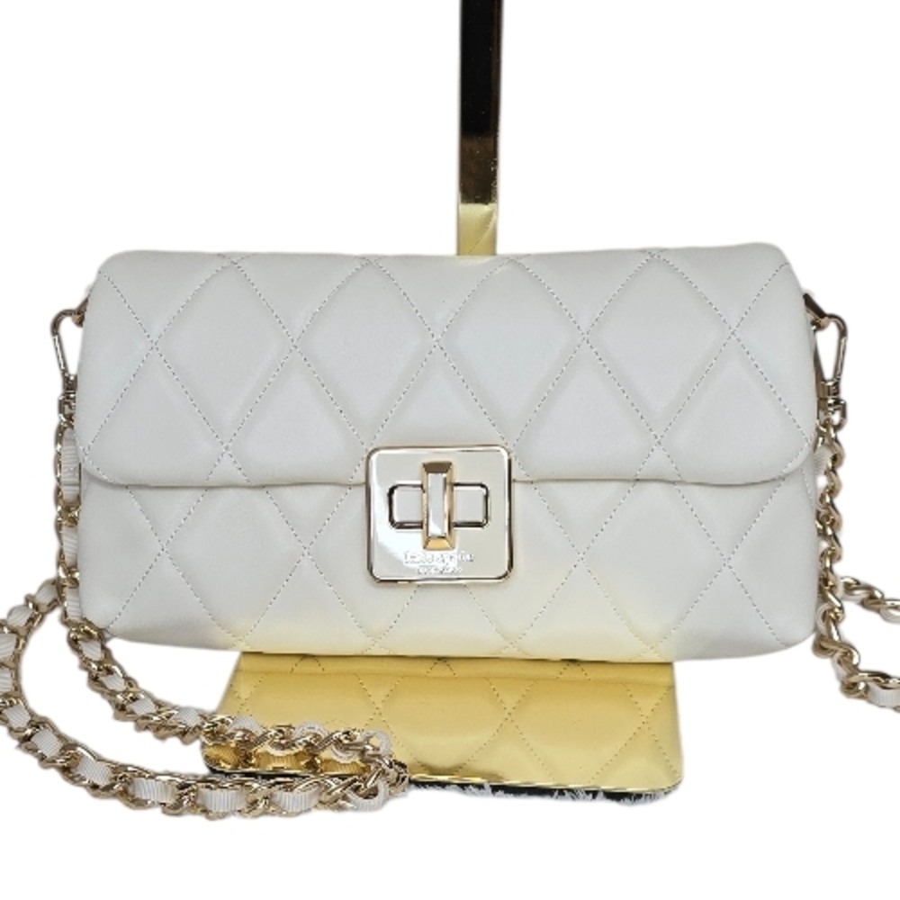 Kate Spade New York Carey Quilted Leather Chain Shoulder Bag Ivory NWT - Picture 4 of 9